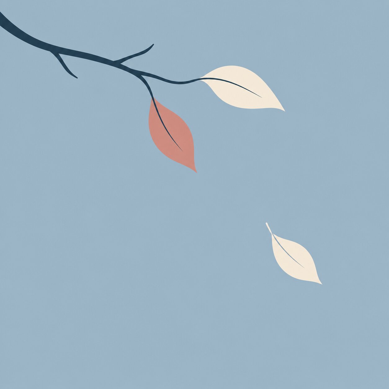 Leaves drifting from a branch
